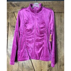Kim Rogers Pink Velour Lounge Set Pants Full‎ Zip Top Pockets Barbiecore Size M